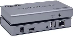 ENS HDMI KVM USB Extender, up to 300FT, Pair of Transmitter and Receiver, CAT5E, CAT6, 1080P and 4K, Long Distance Transmission with USB 2.0 Ports for Remote Keyboard & Mouse Control