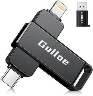 Gulloe 512GB Flash Drive Intended for iPhone, Memory Stick Storage for Photos and Videos Backup, Compatible with iPhone iPad Android PC, Plug and Play, No Application Required (Metal Grey)