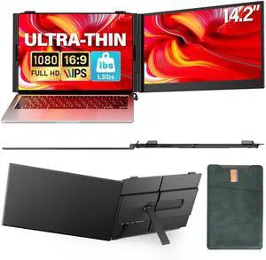 Ultra Thin Laptop Screen Extender Monitor Portable,14.2" 1080P FHD Lightweight Dual Screen,Portable Monitor for Laptop,Fit for 13-17" Laptops,Plug & Play Compatiable with Win/Mac/Chrome/Android/Switch