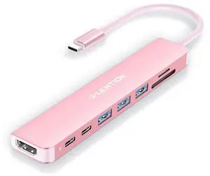LENTION 8-in-1 USB-C Hub with 4K 60Hz HDMI, 100W Power Delivery, 5Gbps USB C Data, 3 USB 3.0 and microSD & SD Card Reader for 2023-2016 MacBook Pro, New Mac Air/Surface, More (CB-CE18s, Rose Gold)
