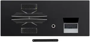 Cacoy 78.7"x31.5" XXL PU Leather Desk Mat, Waterproof Meeting Desk Pad Protector, Large Gaming Computer Mouse Pad, Extended Office Desk Decor, Desktop Cover Mat Conference Table Pads (Black)