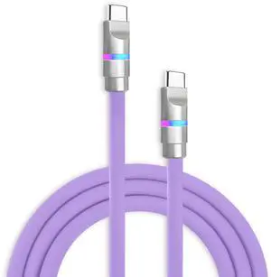 chubbycable Neon Chubby - Fast Charge Cable with Smart Light RGB Color Gradual Light Up 100W Charging Cord LED USB C Cable Compatible with iPhone 17-15 Series, Light Purple, Type-C to Type-C, 6.6 FT