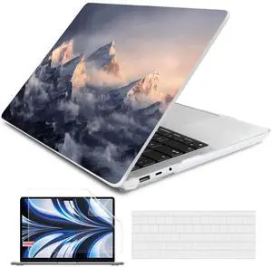 Batianda Case for 13.5" Microsoft Surface Laptop 5 4/3 with Metal Palm Rest Model 1951, Landscape Series Designed Protective Plastic Hardshell & Keyboard Cover & Screen Protector, Snow Mountain