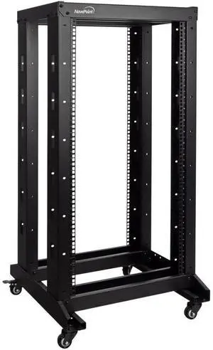 NavePoint 4ft Open Frame 19 Inch 22U 4-Post Network Server Relay Rack Rolling with Casters