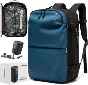 Vortex Vacuum Seal Travel Backpack 60L Expandable Air Compression System Water Resistant TSA Lock Carry-On Suitcase Luggage Blue AERO OG - Air Pump Included