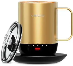 Vsitoo S3 Pro 14oz Smart Self Heating Coffee Mug,Heated Coffee Mug with Auto-Sensing AI Heats Drinks to 120-150°F Hands-Free.Perfect for Home/Office,Ideal Gift fo Men/WomenGold