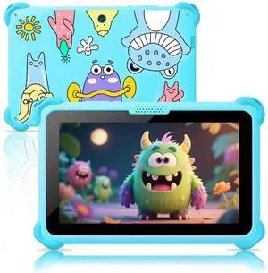 Kids Tablet 7 inch Tablets for Kids 3-12, 32GB Android Toddler Tablet with Solid Case, YouTube, Netflix, GMS, Bluetooth, WiFi, Education Learning Apps Installed, Parent Control(Blue)