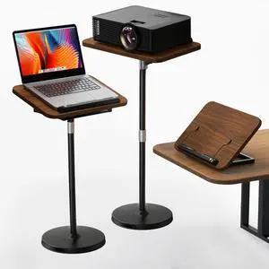 NAMON 2-in-1 Laptop Floor Stand & Desktop, Adjustable Height from 16.5" to 51", Wood Small Laptop Table, Tall Laptop Stand Perfect for Home, Office, Meeting Room, Study (Walnut Finish)