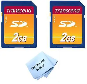 2 Pack Transcend 2GB SD Flash Memory Card TS2GS with Continental Cloth