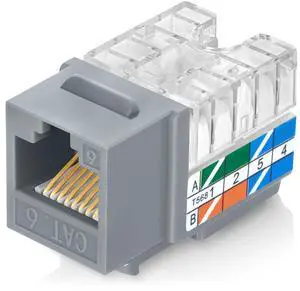 Everest 90° Angled RJ45 Cat6 Keystone Jacks 100-Pack in Gray - Slim Profile Female RJ45 Connectors - Cat 6 Keystone Jack - Compatible with 90° Angled Speed Termination Tool - easyJACK (B094WB91H3)