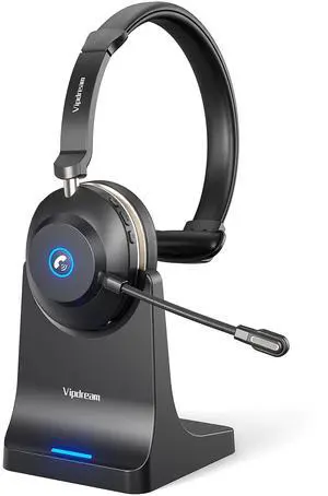 Wireless Headset with Mic for Work: 6.0 Bluetooth Headset with AI Noise Cancelling Mic,45 Hours Worktime & Mute Button,Headset with Microphone for Pc,iPhone,Computer,Remote Work,Office,Zoom, Skype