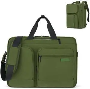 Hanke Underseat Carry On Bag, Convertible Laptop Bag for Men Women, 17.3 Inch Business Computer Briefcase Laptop Messenger Bag, Water-Resistant Travel Tote Personal Item, Pine Green