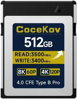 512GB CFexpress 4.0 Type B Memory Card 3500MB/s Read/3400MB/s Write 8K 60P/4K 120P Video & High-Speed Shooting Compatible with Nikon Canon panasonic Fujifilm Camera