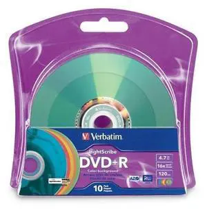 Verbatim 16x DVD+R LightScribe Assorted Color Blank Media, 4.7GB/120min - 10 Pack (96941) Verbatim 16x DVD+R LightScribe Assorted Color Blank Media, 4.7GB/120min - 10 Pack (96941)