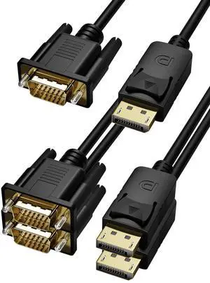 Foboiu DisplayPort to VGA Cable 6Ft 1Pack and DisplayPort to VGA Cable 6Ft 2Pack Foboiu DisplayPort to VGA Cable 6Ft 1Pack and DisplayPort to VGA Cable 6Ft 2Pack