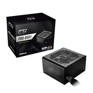 ASRock PRO 850G Power Supply - 850W 80 Plus Gold Certified, ATX 3.1 & PCIe 5.1 Ready, Native 12V-2x6 Connector, 120mm Low-Noise Fan, 3-Year Warranty ASRock PRO 850G Power Supply - 850W 80 Plus Gold Certified, ATX 3.1 & PCIe 5.1 Ready, Native 12V-2x6 Connector, 120mm Low-Noise Fan, 3-Year Warranty