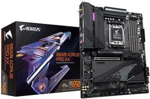 GIGABYTE B650 AORUS PRO AX AMD AM5 ATX Motherboard, Support Ryzen 9000/8000/7000 Series, DDR5, 16+2+1 Power Phase, PCIe 5.0 M.2, USB-C, WIFI6E, 2.5GbE, EZ-Latch, Q-Flash, RGB Fusion GIGABYTE B650 AORUS PRO AX AMD AM5 ATX Motherboard, Support Ryzen 9000/8000/7000 Series, DDR5, 16+2+1 Power Phase, PCIe 5.0 M.2, USB-C, WIFI6E, 2.5GbE, EZ-Latch, Q-Flash, RGB Fusion