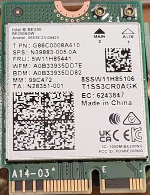 Intel 282726 Nt Be200.ngwg.nv Intel Wi-fi 7 Be200 2230 2x2 Be+bt No Vpro Intel 282726 Nt Be200.ngwg.nv Intel Wi-fi 7 Be200 2230 2x2 Be+bt No Vpro