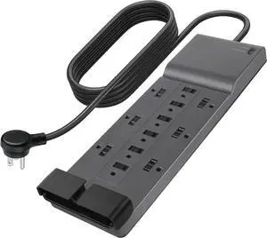 12-Outlet Surge Protector Power Strip w/ 12 AC Outlets & 8ft Flat Plug, UL-listed Heavy-Duty Extension Cord for Home, Office, Travel, Computer, Laptop, Charger - 3,940 Joules of Protection