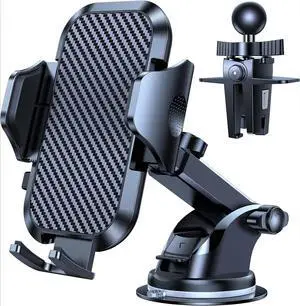 True Military-Grade Phone Holders for Your Car [Upgraded 95+LBS Strongest Suction] Cell Phone Mount for Car Dashboard Windshield Vent Truck Boat Stand Adjustable for iPhone 17 ProMax Android