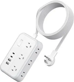 Extension Cord 15 ft, Surge Protector Power Strip with 6 Outlets 4 USB Charger(2 USB C Port), Flat Plug Outlet Extender Long Cord, Protection for Indoor, Home, Office Supplies, Dorm Room Essentials