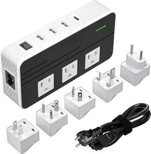 230-Watt Step Down 220V to 110V Voltage Converter & International Travel Adapter/Power Converter with USB-C Port 18W - [Use for USA Appliance Overseas in Europe, AU, UK, Ireland, etc.]