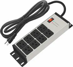 Heavy Duty Power Strip Surge Protector 20 AMP, 8 Outlets 12 Gauge Industrial Shop Garage Metal Multiple Outlets, 6 FT Extension Cord 5-15P Adapter High Amp 6-20R T-Slot 20a for Appliance
