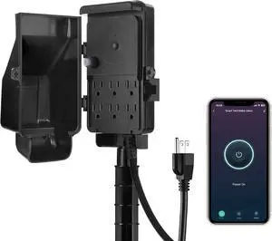 WiFi Smart Yard Stake Plug with 6 Outlets, Voice Control, Waterproof Power Stake Timer with 6Ft Cord, Alexa&Google Assistant Compatible, 1875W/15A, for Halloween/Christmas Decoration Lights