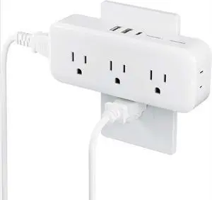 Multi Plug Outlet Splitter, Multiple Plug Surge Protector, 5 Outlet Extender with 3 USB (1 USB C), 3-Way Wall Charger for Home Office Dorm Room Essentials