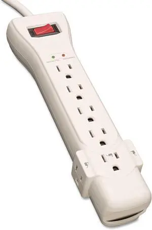 7 Outlet Surge Protector Power Strip, 7ft Cord, Right Angle Plug, 2160 Joules, & $75,000 INSURANCE (SUPER7) Ivory