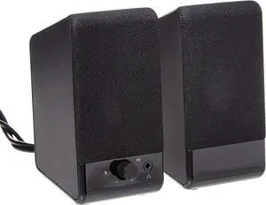 USB-Powered Computer Speakers for Desktop or Laptop PC with Volume Control, Plug-N-Play, Black