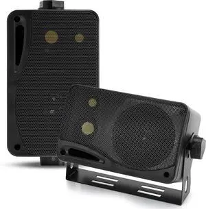 3-Way Indoor Outdoor Speaker System - 3.5 Inch 200W Pair of Mini Box Ceiling Wall Mount Speakers w/1" Tweeter, 3.25" Woofer, 1.75 Midrange - Home Theater Entertainment, PA System - 2022SX