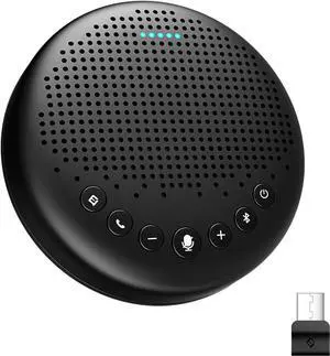 Conference Speaker and Microphone Luna 360° Voice Pickup w/Noise Reduction/Mute/Indicator USB Bluetooth Speakerphone w/Dongle for 8 People Daisy Chain for 16 Compatible with Leading Software