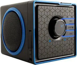 Wired Portable Speaker with USB Music Player - Cube Speaker with USB Flash Drive MP3 Input, 3.5mm AUX Port, Playback Buttons, Rechargeable 5 Hour Battery (Wired AUX Only)