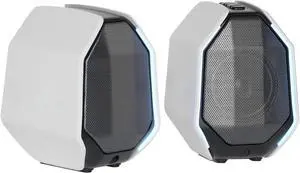 30W PC Gaming Computer Speakers for Laptop, Mac, Desktop Computer, Woofer Speakers, Bluetooth, USB, 3.5mm AUX Inputs, RGB Lights, Multimedia Speakers, White