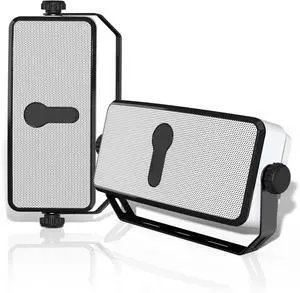 Bluetooth Outdoor Speaker, IPX5 Waterproof Wall Mount Speaker, Wireless Sync Up to 100 Speakers, Connect Seamlessly to Phone, Computer, Suitable for Patio, Porch, Gazebo, Garage, 2 PCS