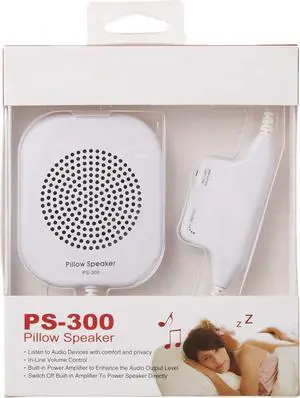 PS-300 Pillow Speaker with in-line Volume Control and Amplifier (White)