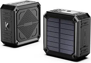 Solar Speaker Portable IPX6 Waterproof Bluetooth Speakers 15 Hours of Playtime Rich Stereo Bass Shockproof Dustproof for Home and Outdoor Wireless Speaker(1-Pack)