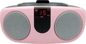 Portable CD Player with AM/FM Radio, Boombox (Pink)