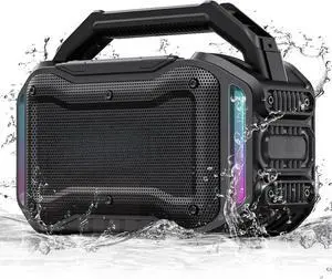 Speakers Bluetooth Wireless: 80W(Peak) Loud Speaker with Bass, 20H Playtime, IPX6 Waterproof, Large Jobsite Speakers for Work, Outdoor, Workshop, Garage, Portable Speaker with TWS (Black)