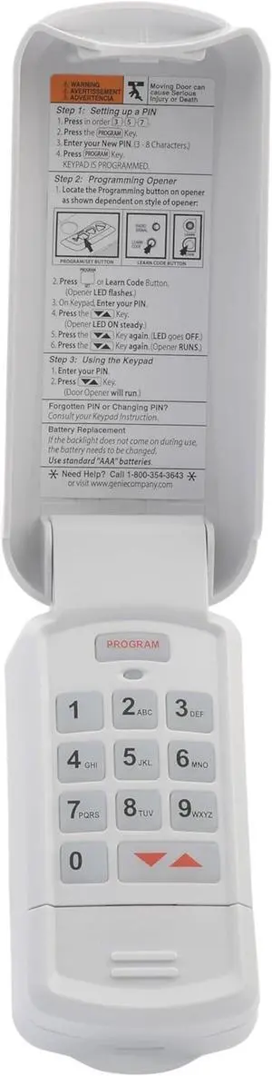 Garage Door Opener Wireless Keyless Keypad - Safe & Secure Access - Compatible with All Intellicode Garage Door Openers - Easy Entry into the Garage With a PIN - Model GK-R, White