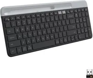 K585 Multi-Device Slim Wireless Keyboard, Built-in Cradle for Device; for Laptop, Tablet, Desktop, Smartphone, Win/Mac, Bluetooth/Receiver, Compact, Easy Switch, 24 Month Battery - Graphite