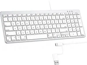 Wired Keyboard Compatible with Mac, with Dual Interface (USB and Type-C), Numeric Keypad Compatible with MacBook Pro/Air, iMac, Mac mini/Pro Laptop, Silver