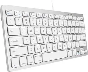 Small Wired Keyboard for Mac and Windows - 78 Scissor Switch Keys Compatible Apple Keyboard - USB Mini Keyboard That Saves Space and Looks Great - Plug and Play Wired Mac Keyboard - Aluminum