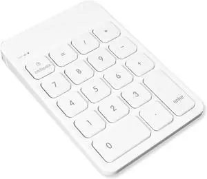 Bluetooth Number Pad for Laptop, Apple, Mac, iMac, MacBook Pro/Air, Ipad, Windows PC, Tablet, or Desktop Computer - Rechargeable 18 Key Wireless Numeric Keypad - White Bluetooth 10 Key Numpad