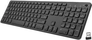2.4G Wireless Keyboard Ultra Slim Full Size Keyboard with Numeric Keypad and Media Hotkey for Computer/Desktop/PC/Laptop/Surface/Smart TV and Windows 10/8/ 7 Built-in Rechargeable Battery