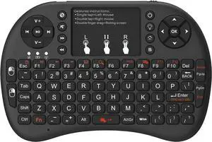 2.4GHz Mini Wireless Keyboard with TouchpadQWERTY Keyboard, Backlit Portable with Remote Control for Laptop/PC/Tablets/Windows/Mac/TV/Xbox/PS3/Raspberry Pi .(Black)