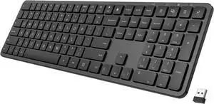 2.4G USB Wireless Keyboard Ultra Slim Full Size Keyboard with Numeric Keypad and Media Hotkey for Computer/Desktop/PC/Laptop/Surface/Smart TV and Windows 11/10