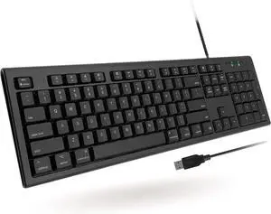 Full Size Wired Mac Keyboard - Compatible with All Macs with USB Port - Wired Keyboard for Mac Mini / Pro, Macbook Pro/Air, iMac with Number Pad & 16 Apple Shortcut Keys Spill Proof - Black