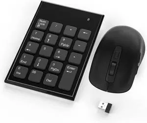 Wireless Number Pad and Mouse Combo 2.4G 19 Keys USB Wireless Numeric Keypad - 3 Adjustable Silent Mouse DPI 800/1200/1600, Number Keypad for Laptop/Notebook/Desktop/PC Computer, with USB Receiver